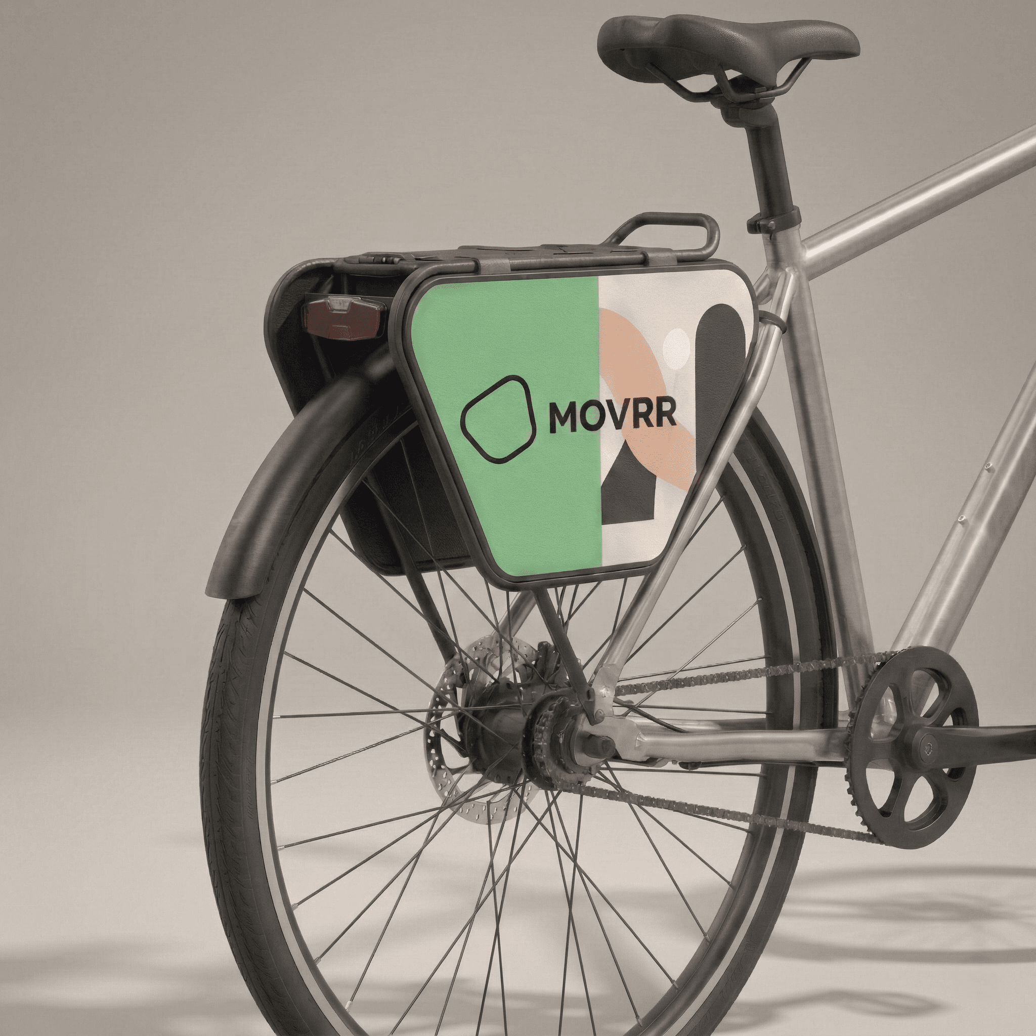 Movrr display panel attached to a bicycle - Rear Rack Panel